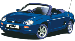 An illustration of a Blue MGF on a clear background